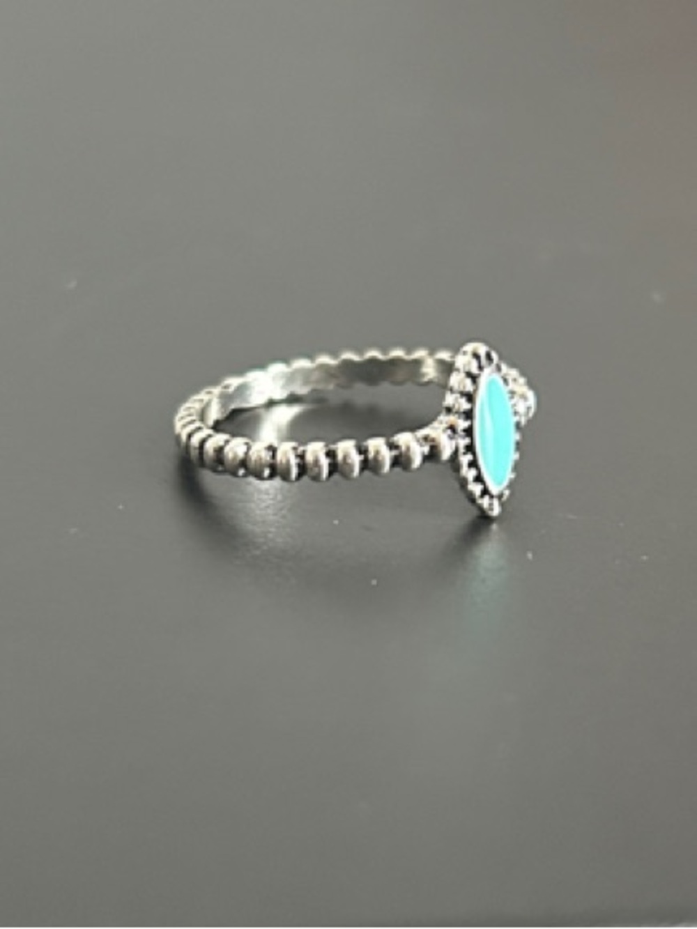NWOT Silver and Turquoise Color Stackable Ring Set - Picture 4 of 5